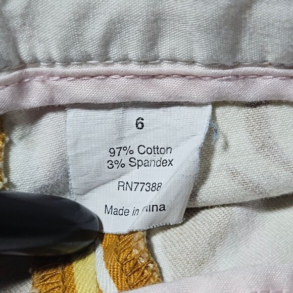 J Crew Shorts Abstract Womens Size 6 Yellow Pink Abstract Print Summer Side Zip - Picture 5 of 5